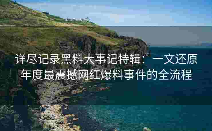 详尽记录黑料大事记特辑：一文还原年度最震撼网红爆料事件的全流程